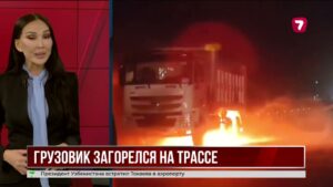 На трассе Алматы–Оскемен загорелся грузовик