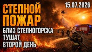 Степной пожар близ Степногорска тушат второй день | 15.07.2026