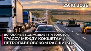 Дорога не справляется с грузопотоком: трассу Кокшетау — Петропавловск реконструируют | 29.10.2026